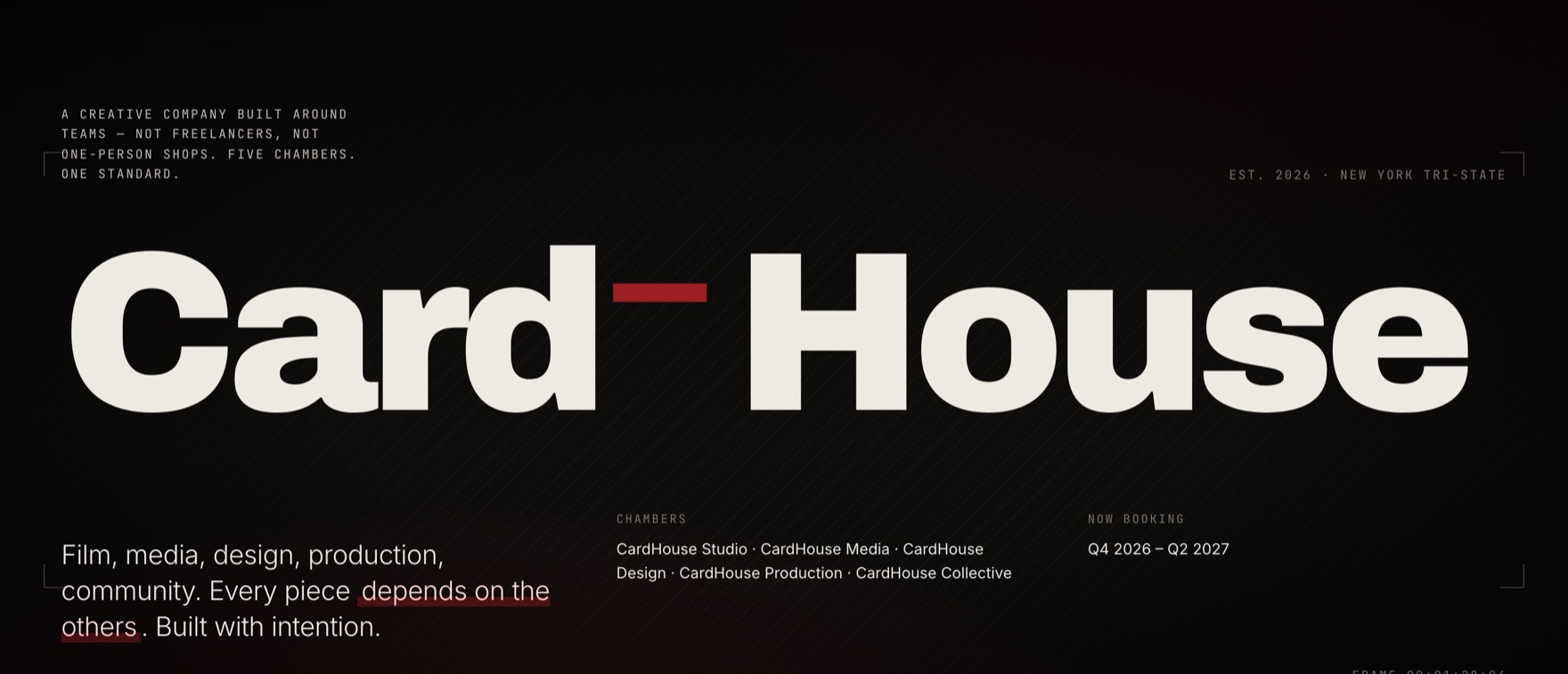 CardHouse homepage — the site you are on now, hand-coded with no CMS and no framework.